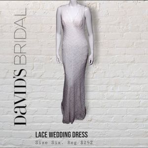 DB Studio All-Over Lace Sleeveless White Wedding Dress Women's Size 6